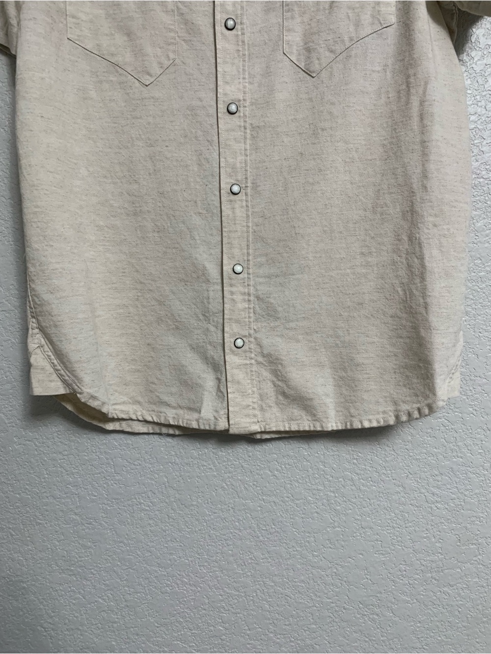 Taylor Stitch Shirt Mens 40/M Western Short Sleeve Pearl Snap Cotton Linen Beige - Picture 6 of 12